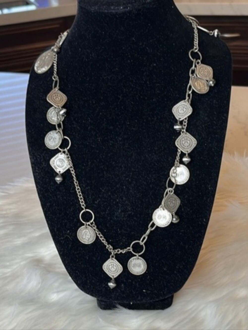 Chicos Silver-Tone Coin Charm Necklace - 44" Ling